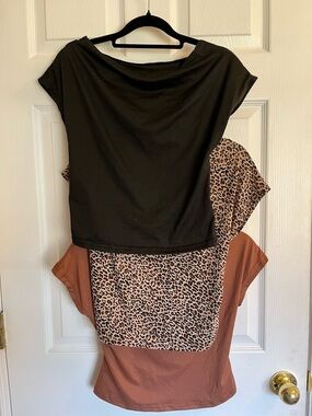 3-Pack Tops - Black, Leopard, Brown